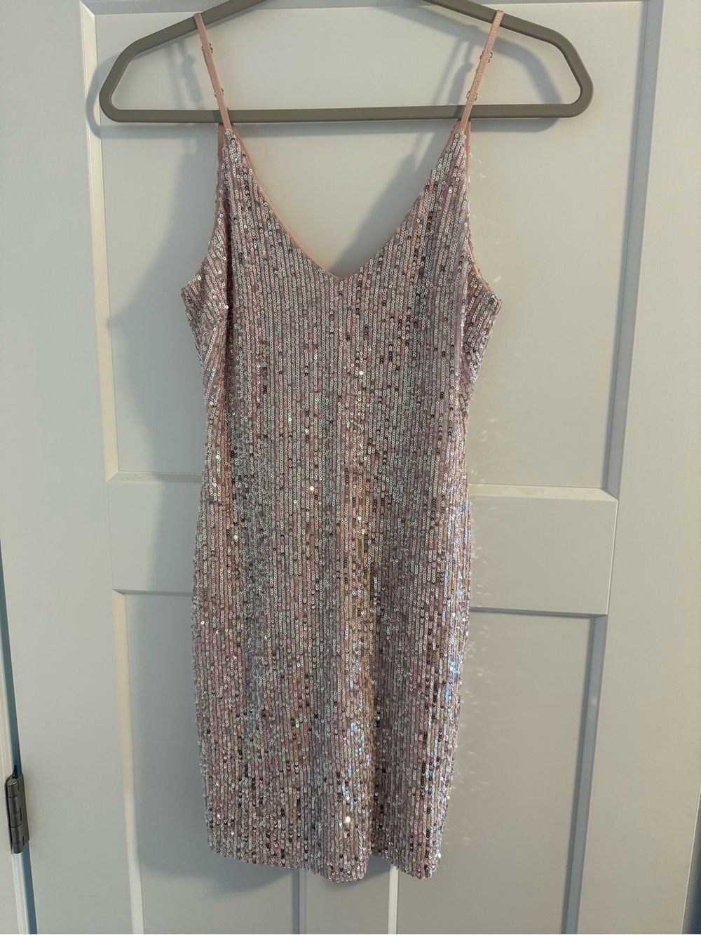 Lovely Day Pink Sequin Spaghetti-Strap Mini Dress